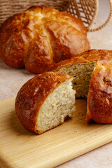 fresh homemade bread on the background