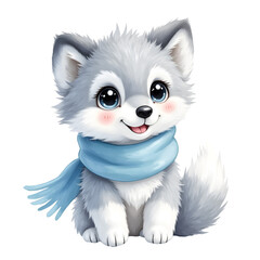 Obraz premium Watercolor Winter Animal Clipart Set with Cute Penguin, Polar Bear, Fox, Reindeer & More – Soft Icy Pastel Snowy Animals, High-Quality PNG, Transparent Background