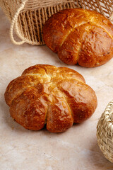 fresh homemade bread on the background