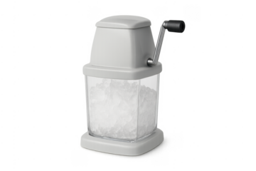 Manual ice crusher preparing crushed ice transparent background