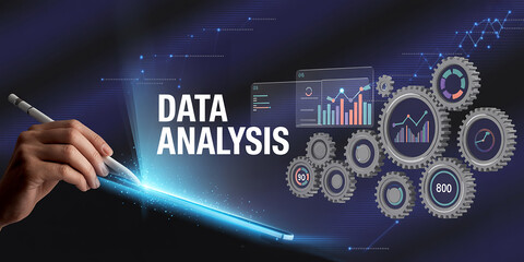 Hand Using Stylus On Tablet For Data Analysis big data