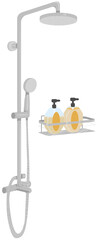Shower Head with Shampoo and Soap Bottles Illustration