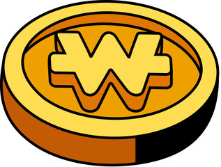 Korea Money Coin Vector Icon