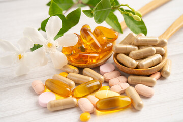 Alternative medicine herbal organic capsule drug herb.