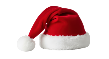 Classic Red Santa Claus Hat isolated PNG with Transparent Background
