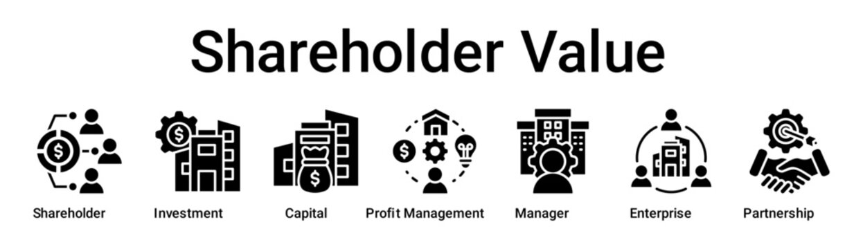 Shareholder Value banner web icon vector illustration concept for business with icon of Shareholder, Investment, Capital, Profit Management, Manager, Enterprise.