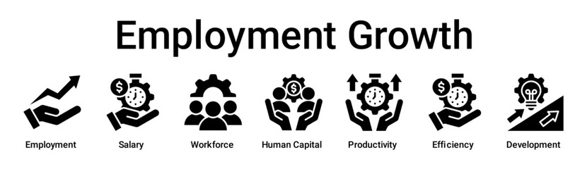 Employment Growth banner web icon vector illustration concept for business with icon of Employment, Salary, Workforce, Human Capital, Productivity, Efficiency.