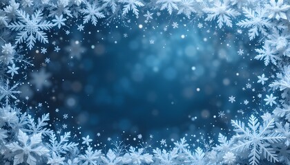 snowflake and frost frame with ice cold elements. White winter decoration design with celebration