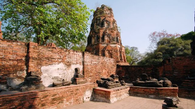 Ancient ruins of Wat Mahathat temple in Ayutthaya, Thailand. UNESCO World Heritage Site.