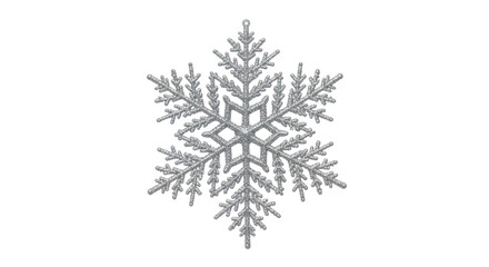 Detailed Silver Glitter Snowflake Decoration Isolated Holiday Element isolated PNG with Transparent Background
