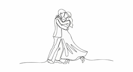 Fototapeta premium Elegant Wedding Couple Dancing in a Romantic Embrace.