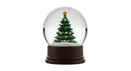 Traditional Christmas Tree Snow Globe Isolated Holiday Graphic Resource isolated PNG with Transparent Background
