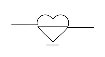 Continuous one line drawing of heart symbol. Hand drawing love icon.