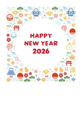 2026年の年賀状素材、お正月モチーフのかわいいフレーム