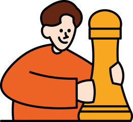 Strategic thinking with a chess piece, game winning Successfull strategy brainstorm