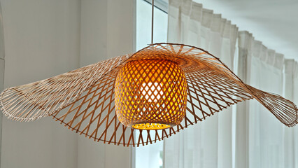 Bamboo lamp in a coffee shop