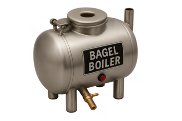 Stainless steel bagel boiler machine with surreal humor concept