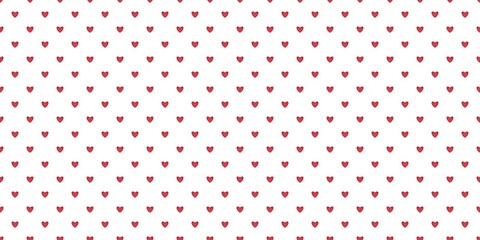 Minimalist seamless pattern featuring small, evenly spaced red  hearts on a white background. Perfect for classic Valentine's Day, Christmas, or general love-themed fabric and digital paper