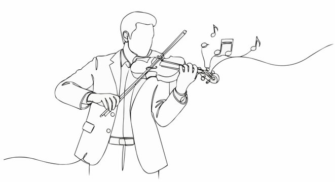 Violinist playing music with focus and concentration on his instrument.