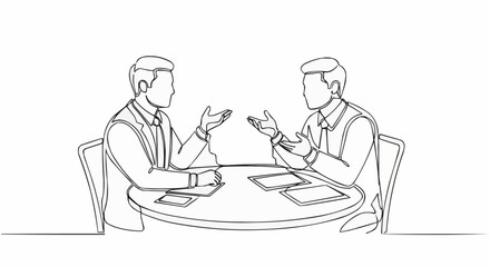 Two Businessmen Discussing Strategy at a Table.