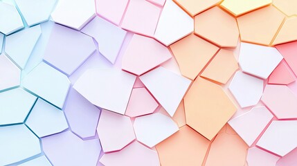 A textured background composed of irregular, interlocking geometric shapes in pastel shades of blue, purple, pink, and orange, with soft, diffused lighting.