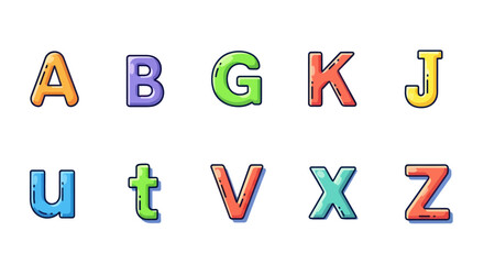 Colorful alphabet letters isolated on white background for education