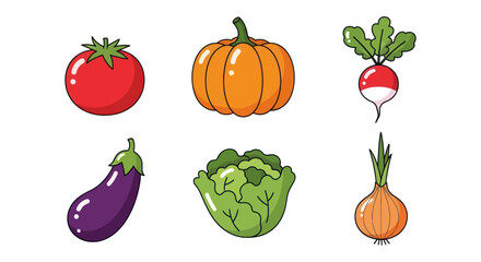 Colorful assortment of fresh vegetables isolated on white background