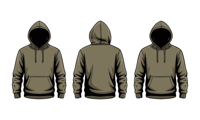Zip hoodie back view vector mockup  illustration , easily editable.