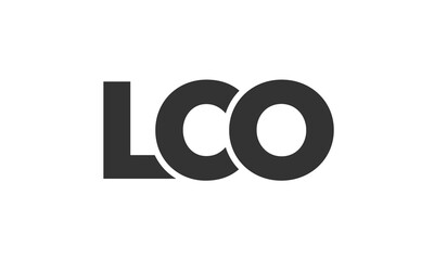 Fototapeta premium LCO logo design template with strong and modern bold text. Initial based vector logotype featuring simple and minimal typography. Trendy company identity.