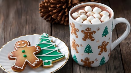 Hot Chocolate Mug with Gingerbread Cookies