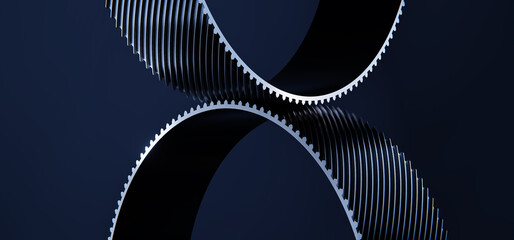  3D Abstract Technology Design with Black Helios Gears on Dark Background