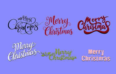 Merry Christmas Lettering Bundle Six Styles Design Template