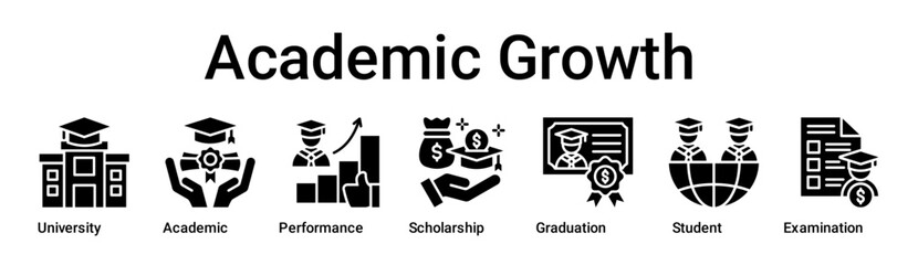 Academic Growth banner web icon vector illustration concept for education with icon of University, Academic, Performance, Scholarship, Graduation, Student.