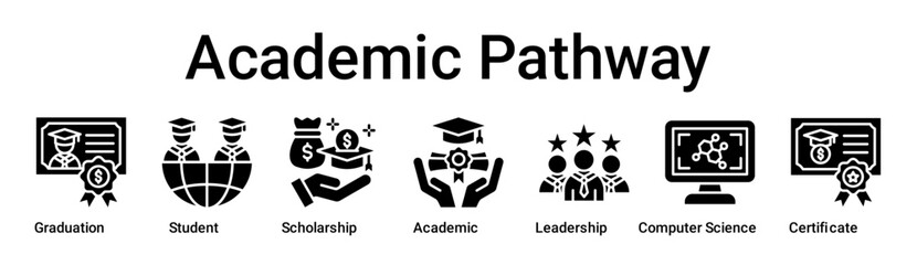 Academic Pathway banner web icon vector illustration concept for education with icon of Graduation, Student, Scholarship, Academic, Leadership, Computer Science.