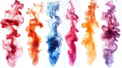 Colorful Ink Flow Decor Elements Red Orange Blue Purple Ink Effect UI Poster Decor Design Material