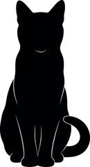 Black cat silhouette sitting mysterious elegant