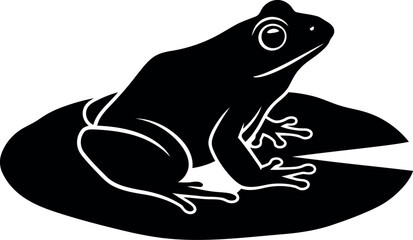 Black frog silhouette on lily pad
