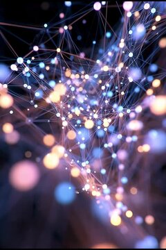 abstract lights background, technology, deep neural network, machine learning