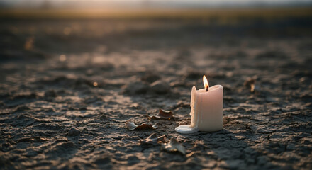 Suicide Loss Day commemoration with a candle flame against a desolate background. Suicide Loss Day evokes solemn reflection on grief and remembrance, symbolized by candle burning brightly,
