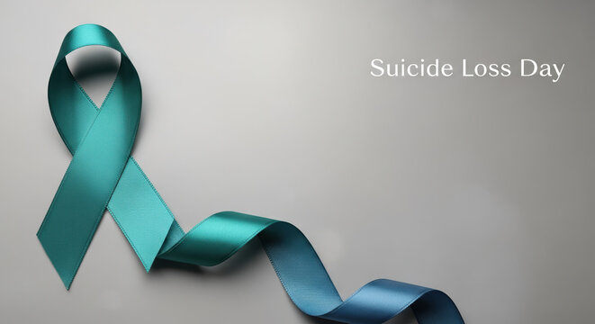 Commemorate Suicide Loss Day with teal ribbon signifying hope and support. Suicide Loss Day is a time for remembrance and raising awareness about mental health.