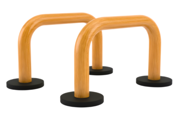 Wooden parallettes for calisthenics and fitness training isolated on a transparent background