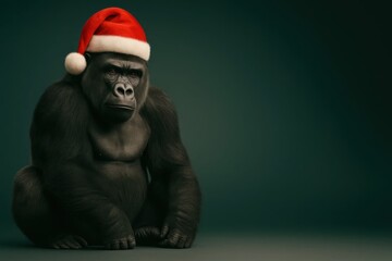 Christmas Gorilla With Santa Hat