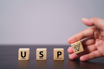 Unique selling proposition (USP), marketing strategy concept. The competitive advantage of product and service and attract customers. Differentiate from the competition, unique benefits and features.