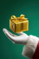 Golden Christmas Gift in Santa’s Hand