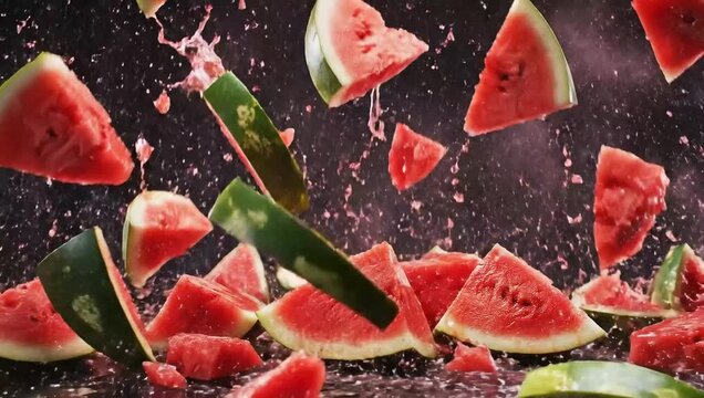Whole watermelon fruit close up still life photography dark background fresh summer food healthy eating