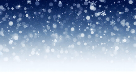 Fototapeta premium Winter wonderland background with falling snowflakes and bokeh lights