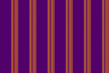Sest textile background pattern, japan vertical vector lines. Vhop seamless stripe fabric texture in purple and orange colors. © SolaruS