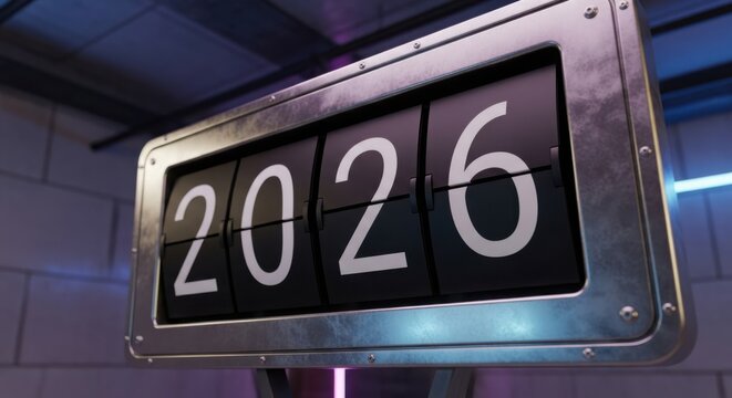 Two thousand twenty six on a retro flip clock