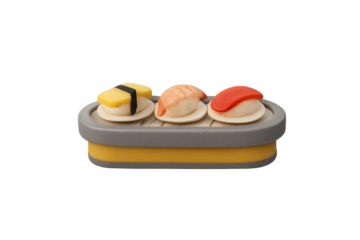 Japanese nigiri sushi 3d icon set on transparent background