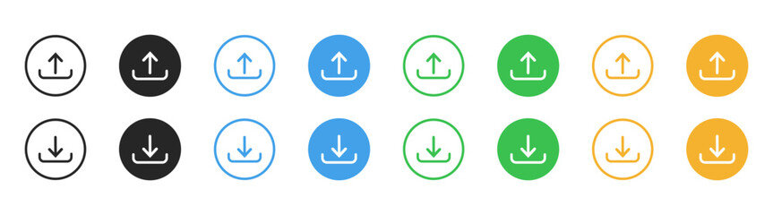 Download and Upload Arrow Icon Set — Web, App, and Interface Symbols with Vector, Buttons, and Navigation Elements on Transparent Background